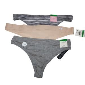 Alfani Intimate Ultra Soft 3 Pack Thong Panties Waistband Elastic Gray LARGE NEW